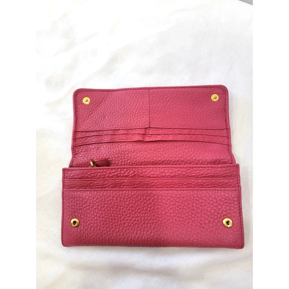 Prada Pink Pebbled Leather Continental Wallet CheckCheck Verified - Picture 2 of 16